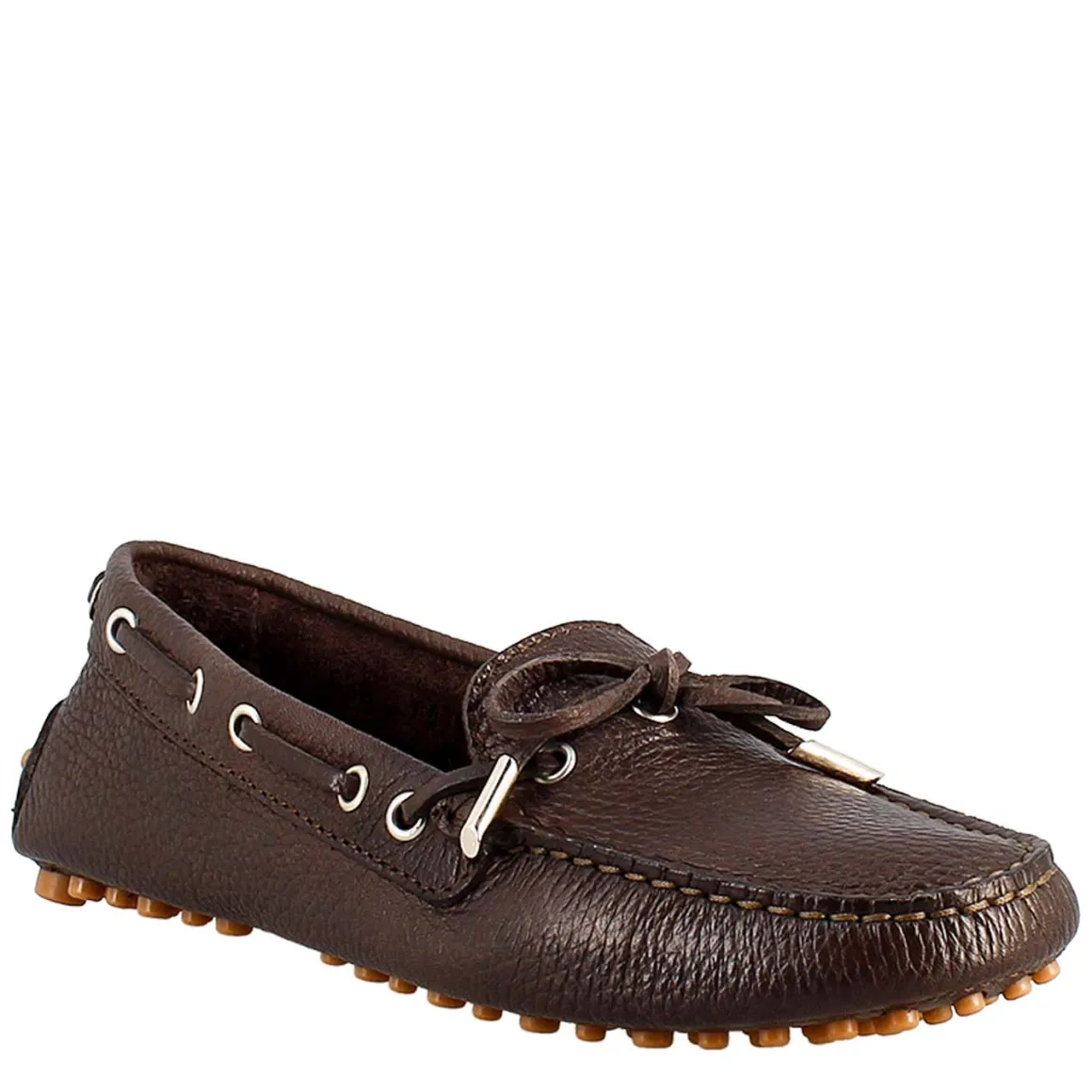 Mocassino Da Donna Con Lacci In Pelle Marrone Scuro