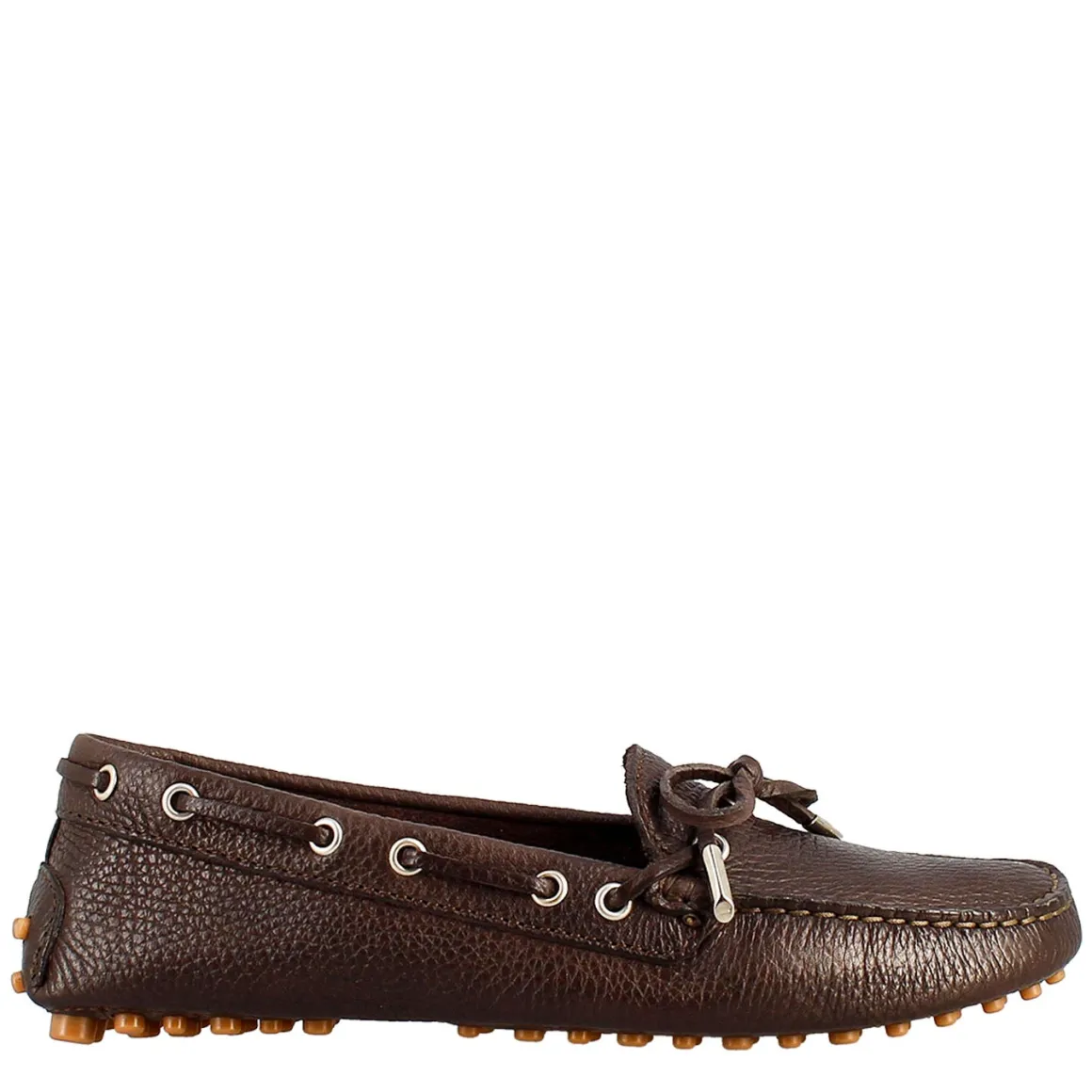 Mocassino Da Donna Con Lacci In Pelle Marrone Scuro