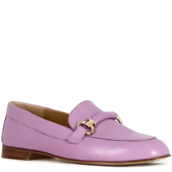 Mocassino Da Donna Con Morsetto E Fibbia In Pelle Colore Viola