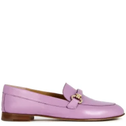 Mocassino Da Donna Con Morsetto E Fibbia In Pelle Colore Viola