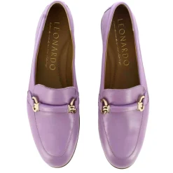 Mocassino Da Donna Con Morsetto E Fibbia In Pelle Colore Viola