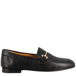 Mocassino Da Donna In Pelle Colore Nero Con Morsetto Oro