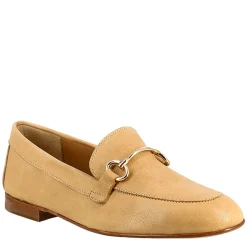 Mocassino Da Donna In Pelle Beige Con Morsetto Oro