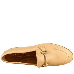 Mocassino Da Donna In Pelle Beige Con Morsetto Oro