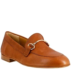 Mocassino Da Donna In Pelle Colore Marrone Con Morsetto Oro