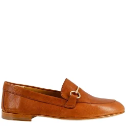 Mocassino Da Donna In Pelle Colore Marrone Con Morsetto Oro