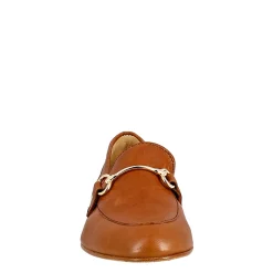 Mocassino Da Donna In Pelle Colore Marrone Con Morsetto Oro