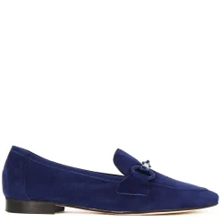 Mocassino Da Donna In Pelle Scamosciata Con Morsetto Colore Blu