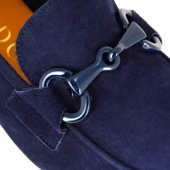 Mocassino Da Donna In Pelle Scamosciata Con Morsetto Colore Blu