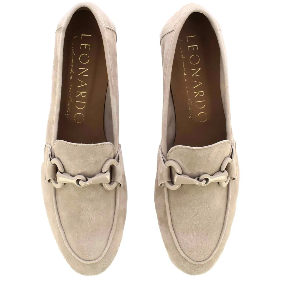 Mocassino Da Donna In Pelle Scamosciata Con Morsetto Colore Beige