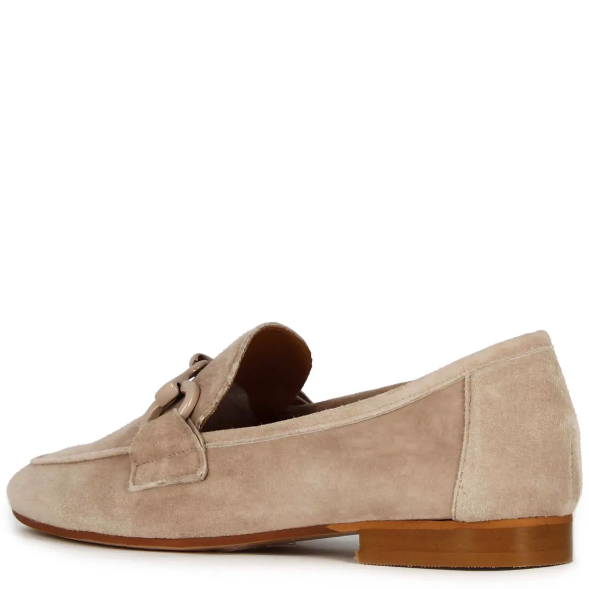 Mocassino Da Donna In Pelle Scamosciata Con Morsetto Colore Beige