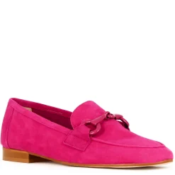 Mocassino Da Donna In Pelle Scamosciata Con Morsetto Colore Fucsia