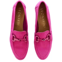 Mocassino Da Donna In Pelle Scamosciata Con Morsetto Colore Fucsia