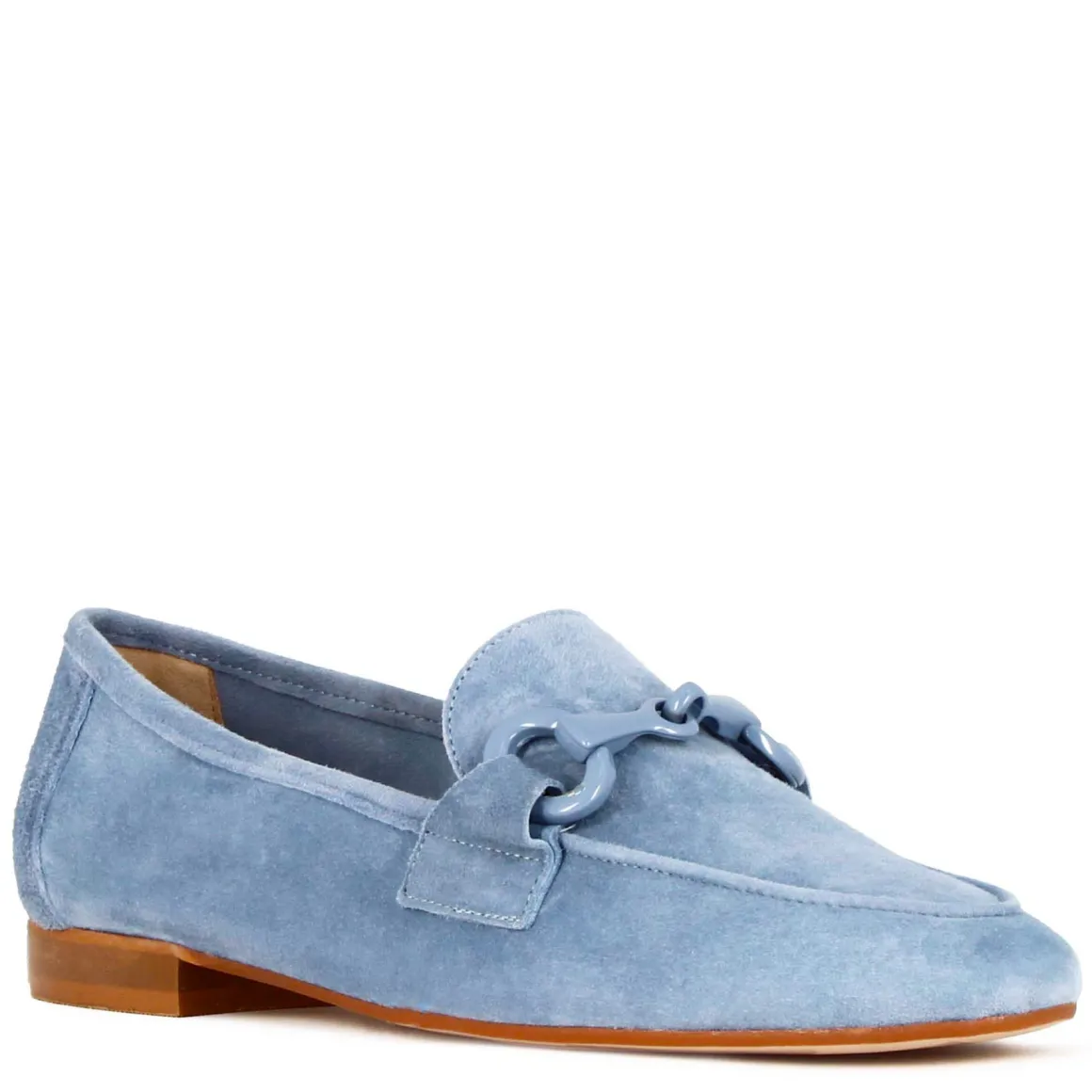Mocassino Da Donna In Pelle Scamosciata Con Morsetto Colore Turchese