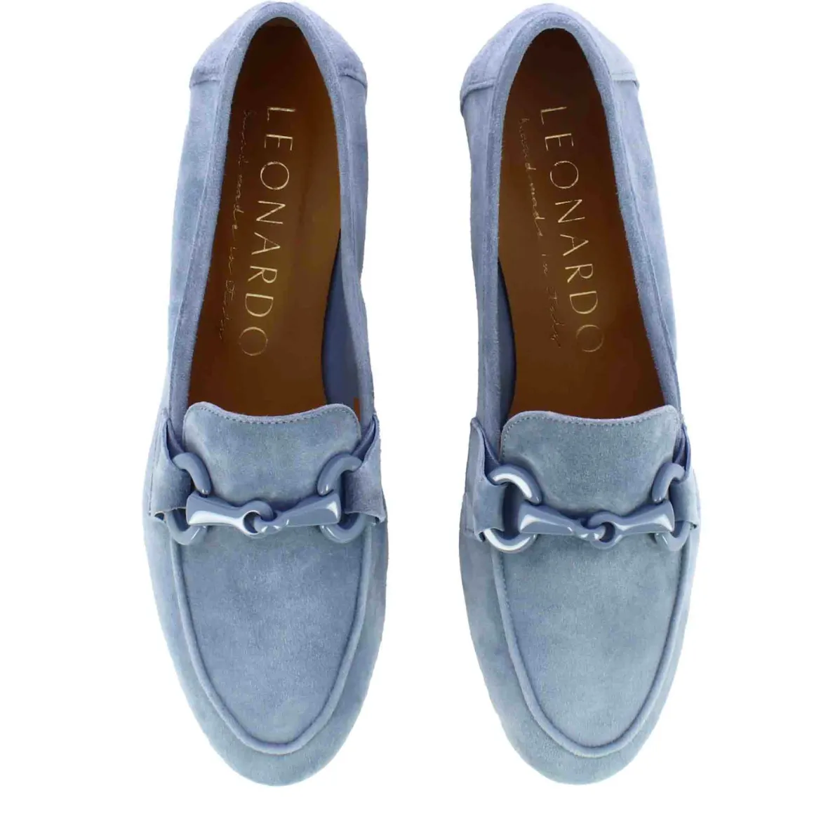 Mocassino Da Donna In Pelle Scamosciata Con Morsetto Colore Turchese