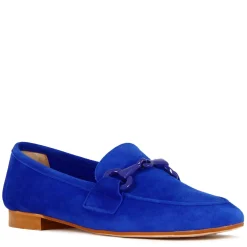 Mocassino Da Donna In Pelle Scamosciata Con Morsetto Colore Blu