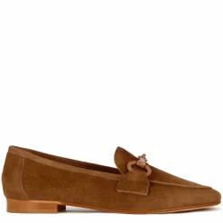 Mocassino Da Donna In Pelle Scamosciata Con Morsetto Colore Marrone Chiaro