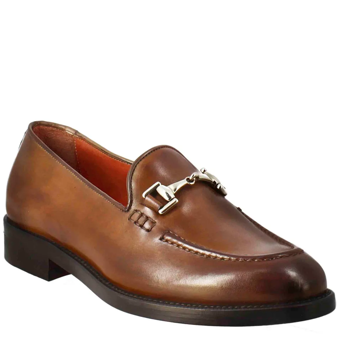 Mocassino Da Donna In Pelle Colore Marrone Con Fibbia