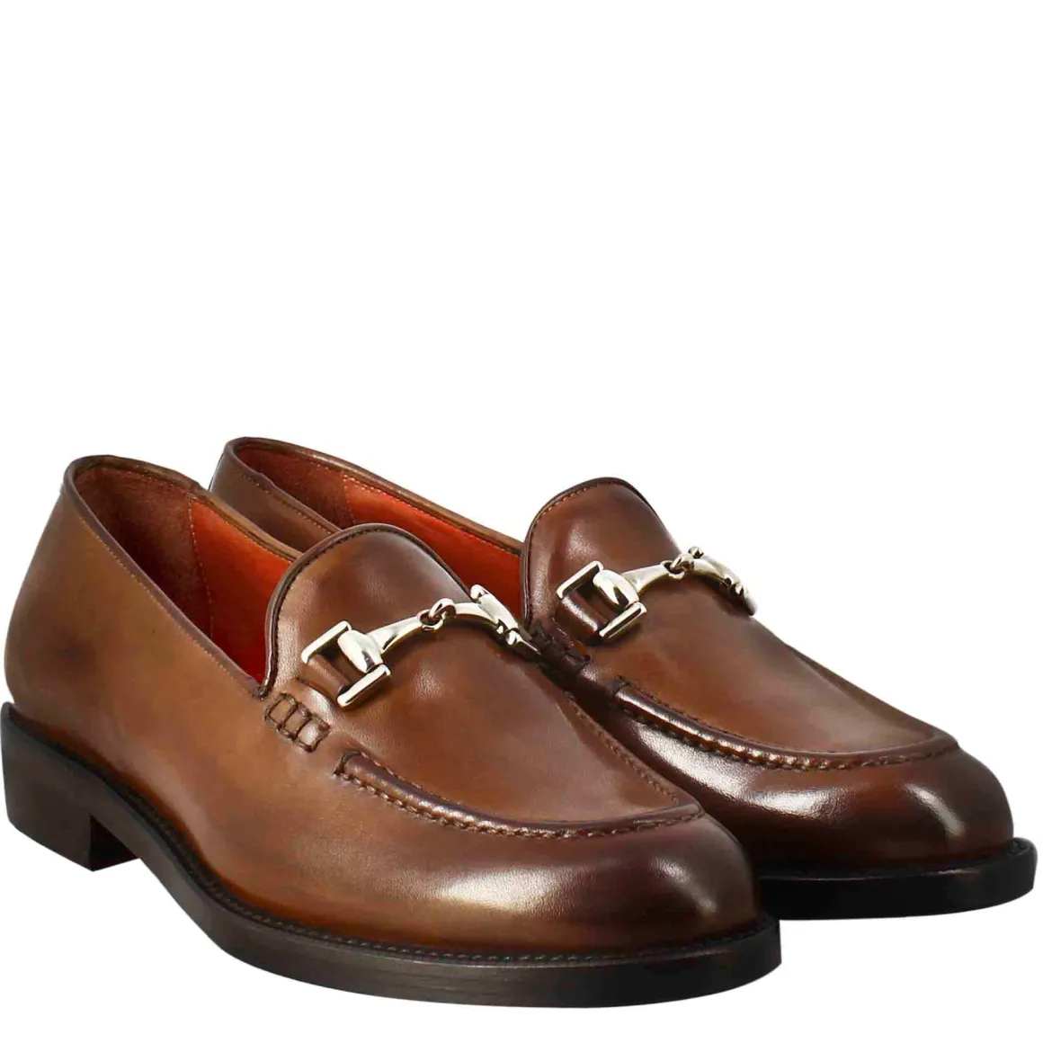 Mocassino Da Donna In Pelle Colore Marrone Con Fibbia