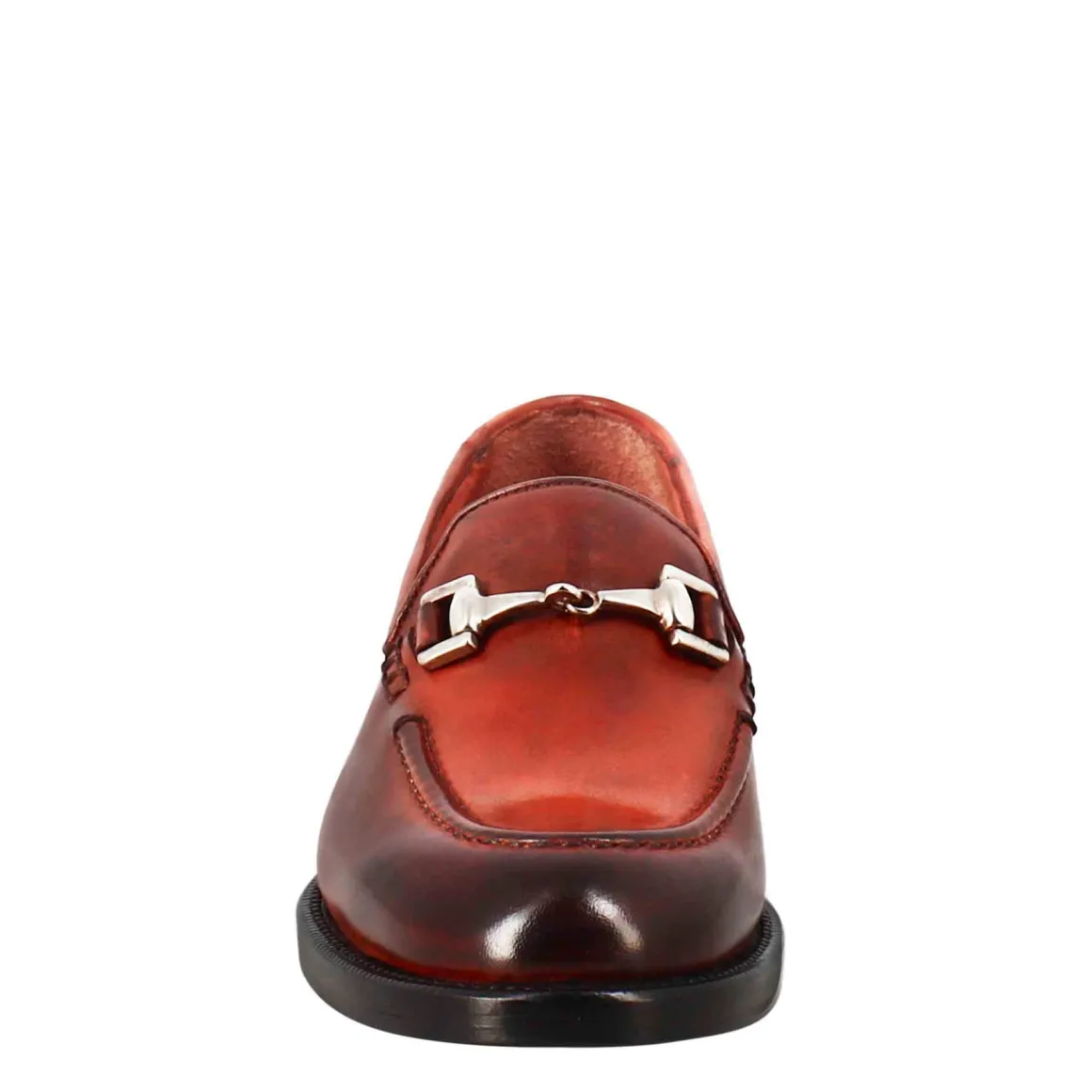 Mocassino Da Donna In Pelle Colore Rosso Con Fibbia
