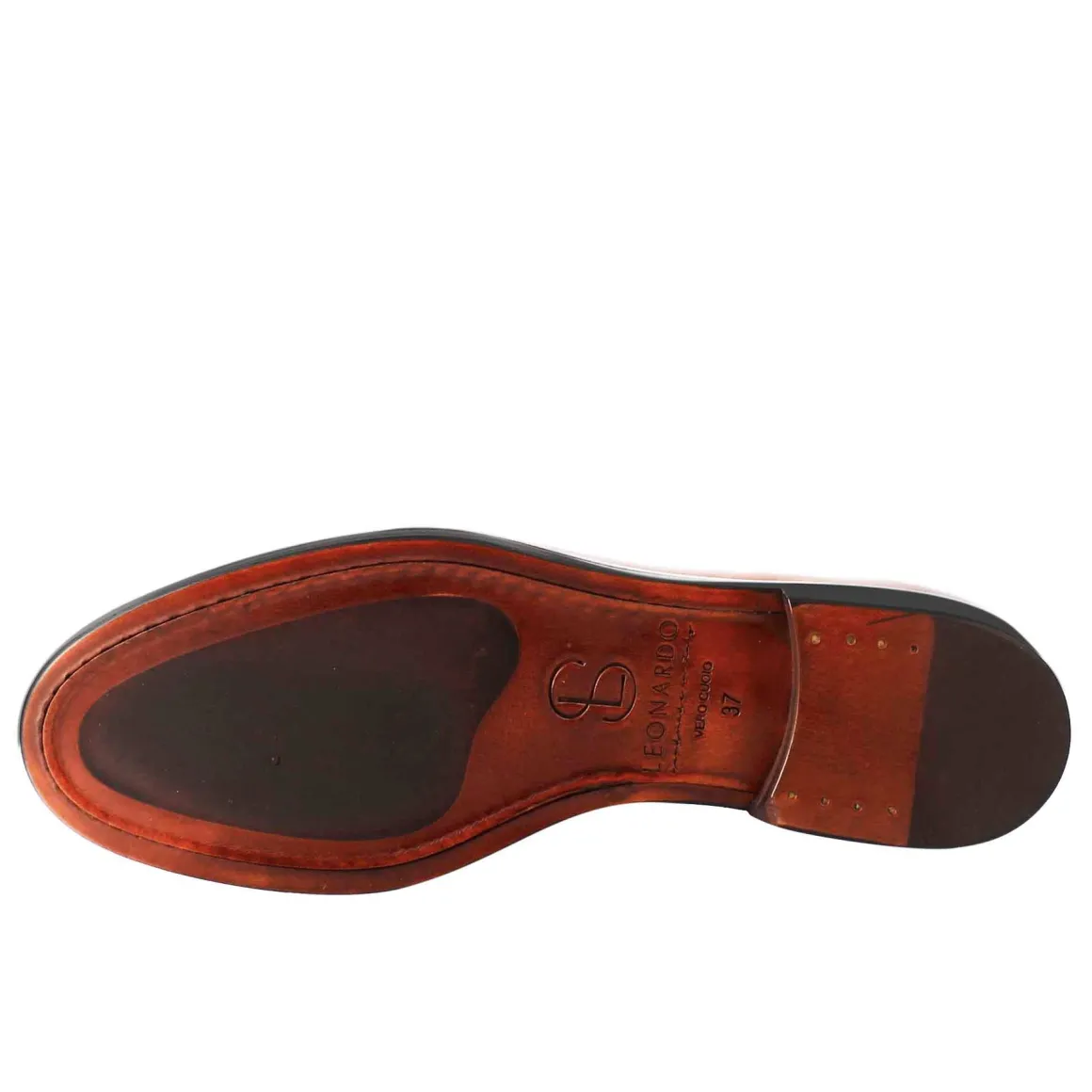 Mocassino Da Donna In Pelle Colore Rosso Con Fibbia