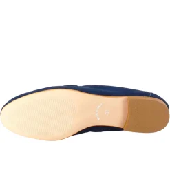 Mocassino Da Donna In Pelle Scamosciata Blu Con Fibbia Oro
