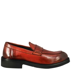 Mocassino Da Donna Paupa In Pelle Lavata Colore Rosso
