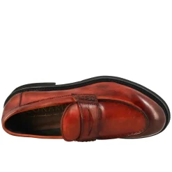 Mocassino Da Donna Paupa In Pelle Lavata Colore Rosso