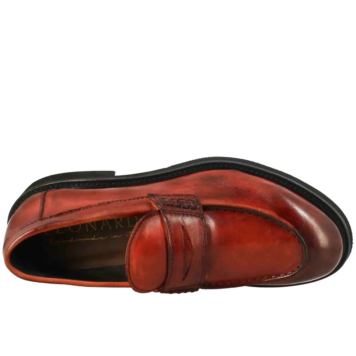 Mocassino Da Donna Paupa In Pelle Lavata Colore Rosso