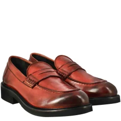 Mocassino Da Donna Paupa In Pelle Lavata Colore Rosso