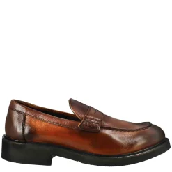 Mocassino Da Donna Paupa In Pelle Lavata Colore Cuoio Scuro