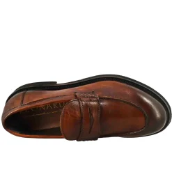 Mocassino Da Donna Paupa In Pelle Lavata Colore Cuoio Scuro