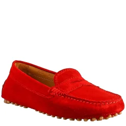 Mocassino Da Donna Tubolare In Camoscio Rosso