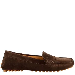 Mocassino Da Donna Tubolare In Camoscio Marrone Scuro