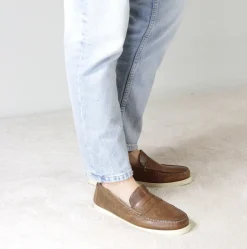 Mocassino Da Uomo Casual Da Barca In Pelle Colore Marrone