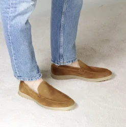 Mocassino Da Uomo Casual In Pelle Scamosciata Colore Marrone Chiaro