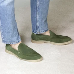 Mocassino Da Uomo Casual In Pelle Scamosciata Colore Verde