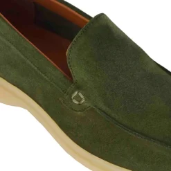 Mocassino Da Uomo Casual In Pelle Scamosciata Colore Verde