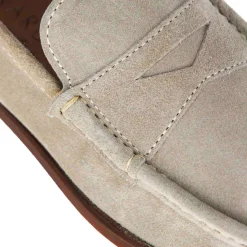 Mocassino Da Uomo In Camoscio Colore Grigio Fatto A Mano