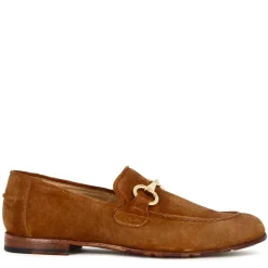 Mocassino Da Uomo In Camoscio Colore Marrone Chiaro Con Morsetto Colore Oro