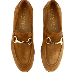 Mocassino Da Uomo In Camoscio Colore Marrone Chiaro Con Morsetto Colore Oro