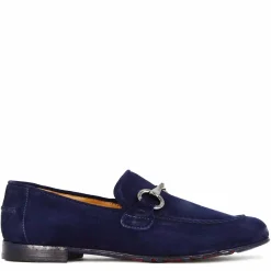 Mocassino Da Uomo In Camoscio Colore Blu Con Morsetto Colore Argento