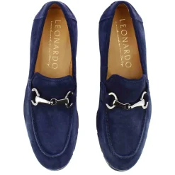 Mocassino Da Uomo In Camoscio Colore Blu Con Morsetto Colore Argento