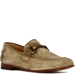 Mocassino Da Uomo In Camoscio Colore Beige Con Morsetto Colore Oro