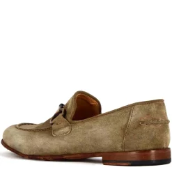 Mocassino Da Uomo In Camoscio Colore Beige Con Morsetto Colore Oro