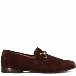 Mocassino Da Uomo In Camoscio Colore Marrone Scuro Con Morsetto Colore Oro