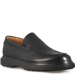 Mocassino Da Uomo In Pelle Martellata Colore Nero E Suola In Gomma Vibram