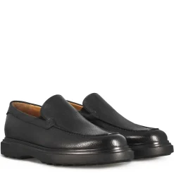 Mocassino Da Uomo In Pelle Martellata Colore Nero E Suola In Gomma Vibram