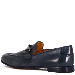 Mocassino Da Uomo In Pelle Liscia Colore Blu Con Morsetto