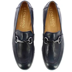 Mocassino Da Uomo In Pelle Liscia Colore Blu Con Morsetto